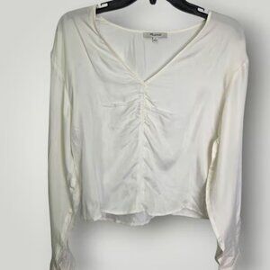 Madewell White Ruched Front Blouse